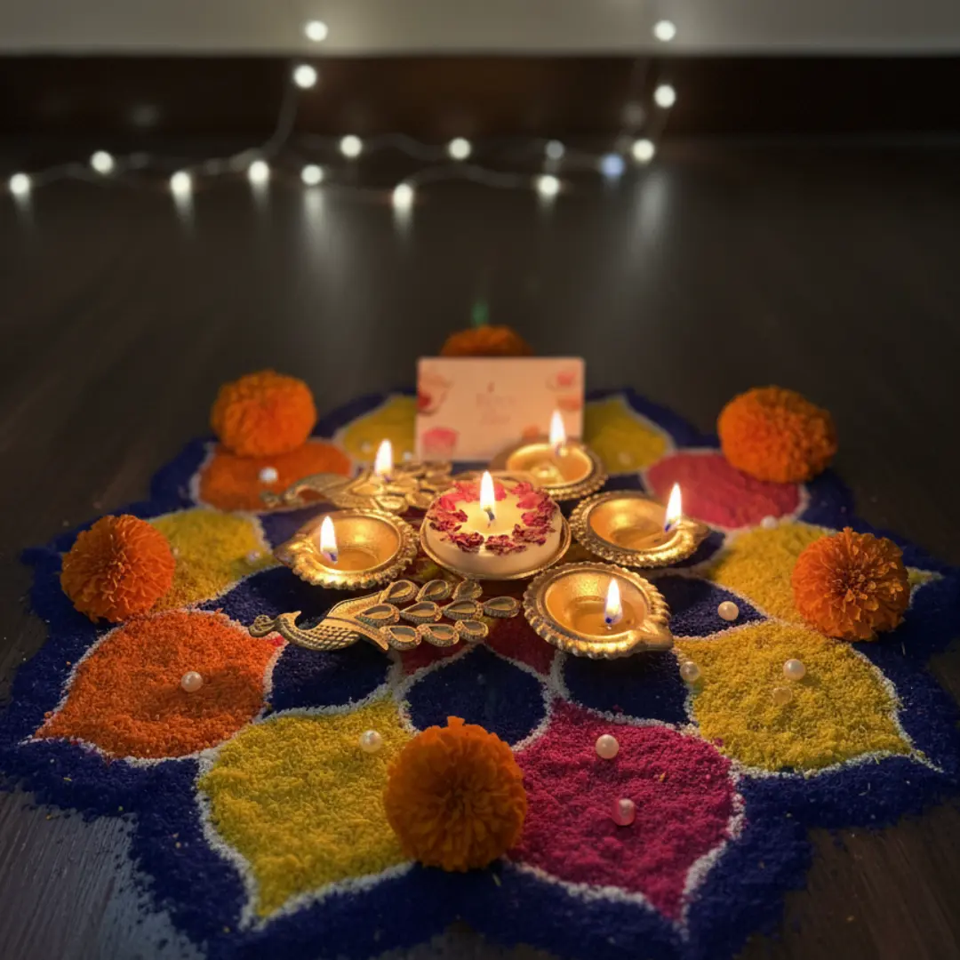 Peacock Glow – Brass Decorative Candle - Image 2